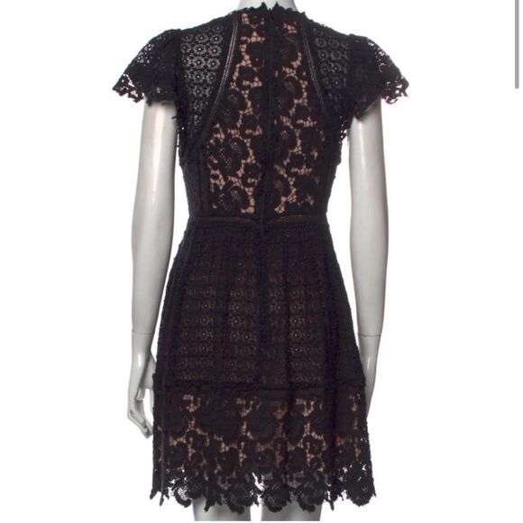 REBECCA TAYLOR Black and Nude Eyelet Mix Lace Dress Size 4 - Picture 3 of 7